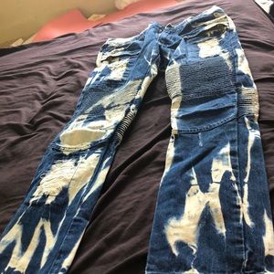 Blue and white jeans for low price